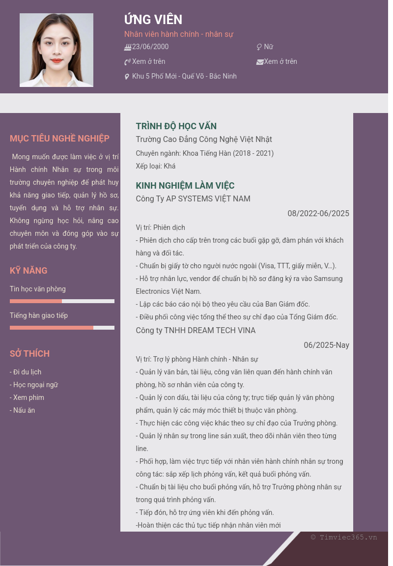 CV ứng viên