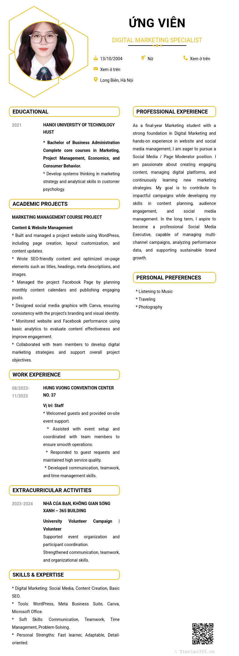 CV ứng viên