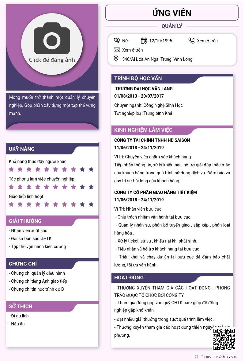CV ứng viên