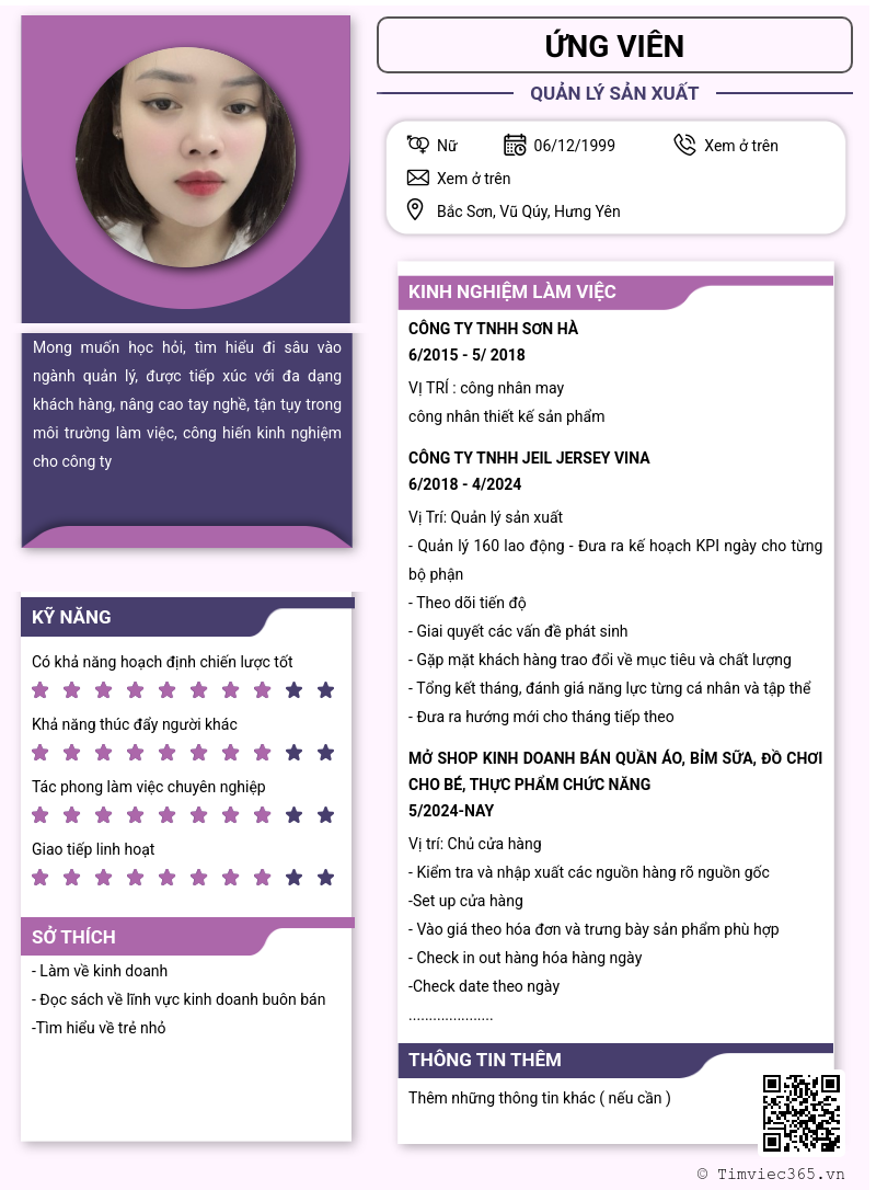 CV ứng viên