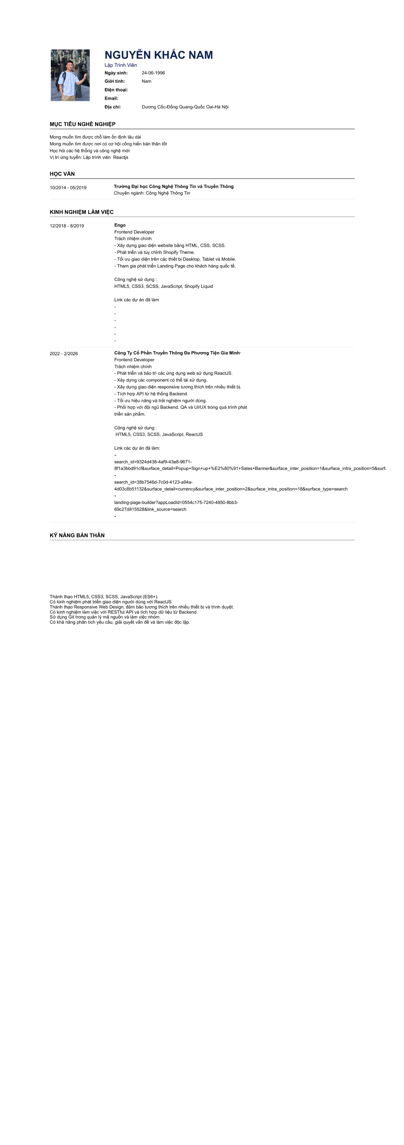 CV ứng viên