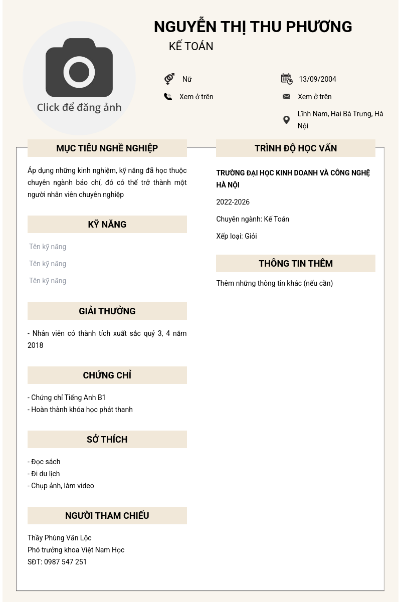 CV ứng viên