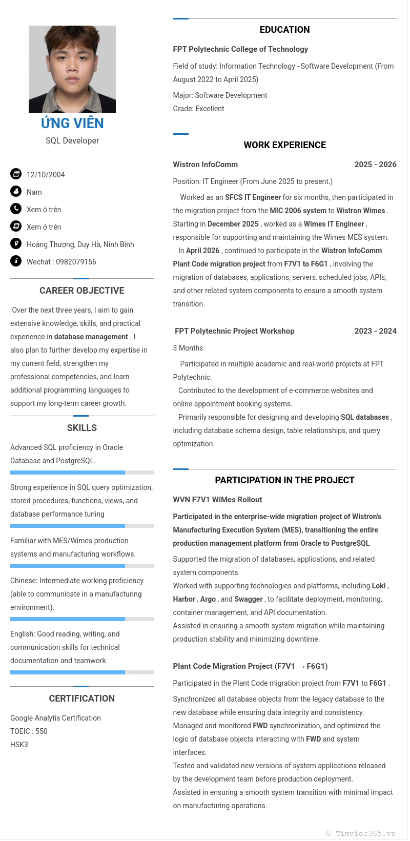 CV ứng viên