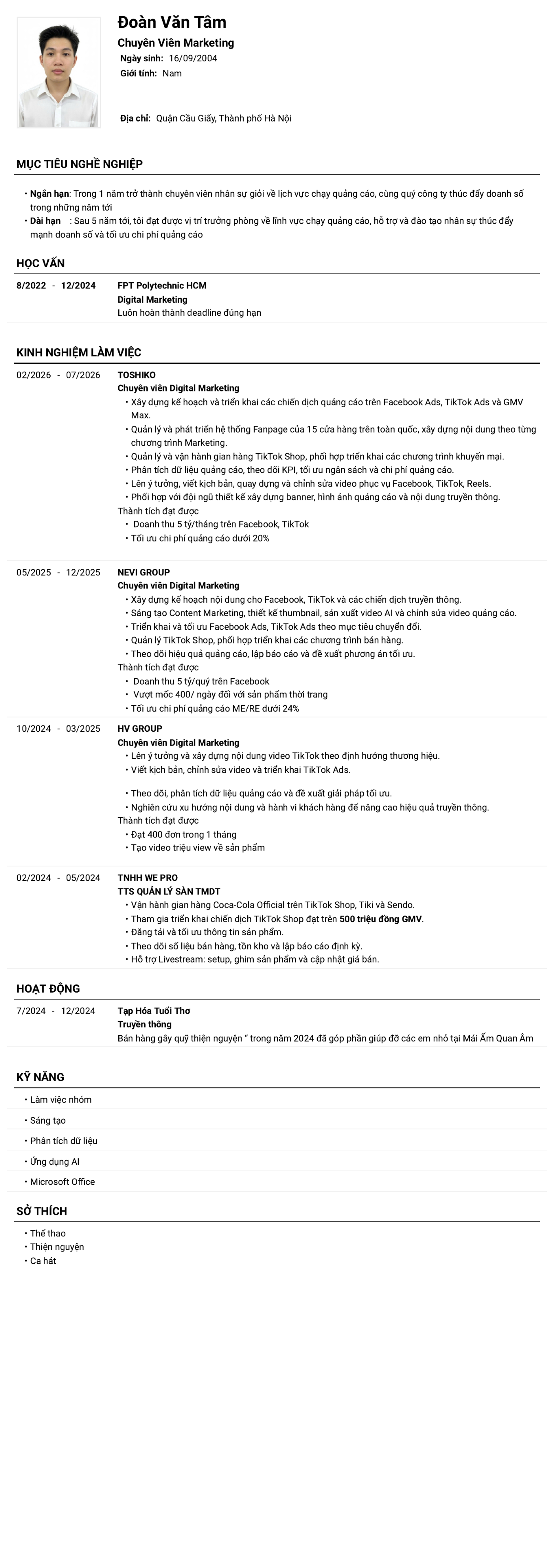 CV ứng viên