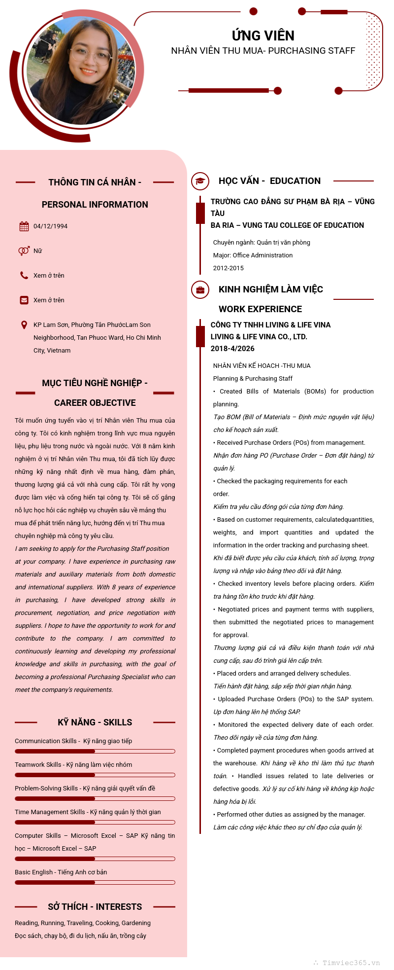 CV ứng viên