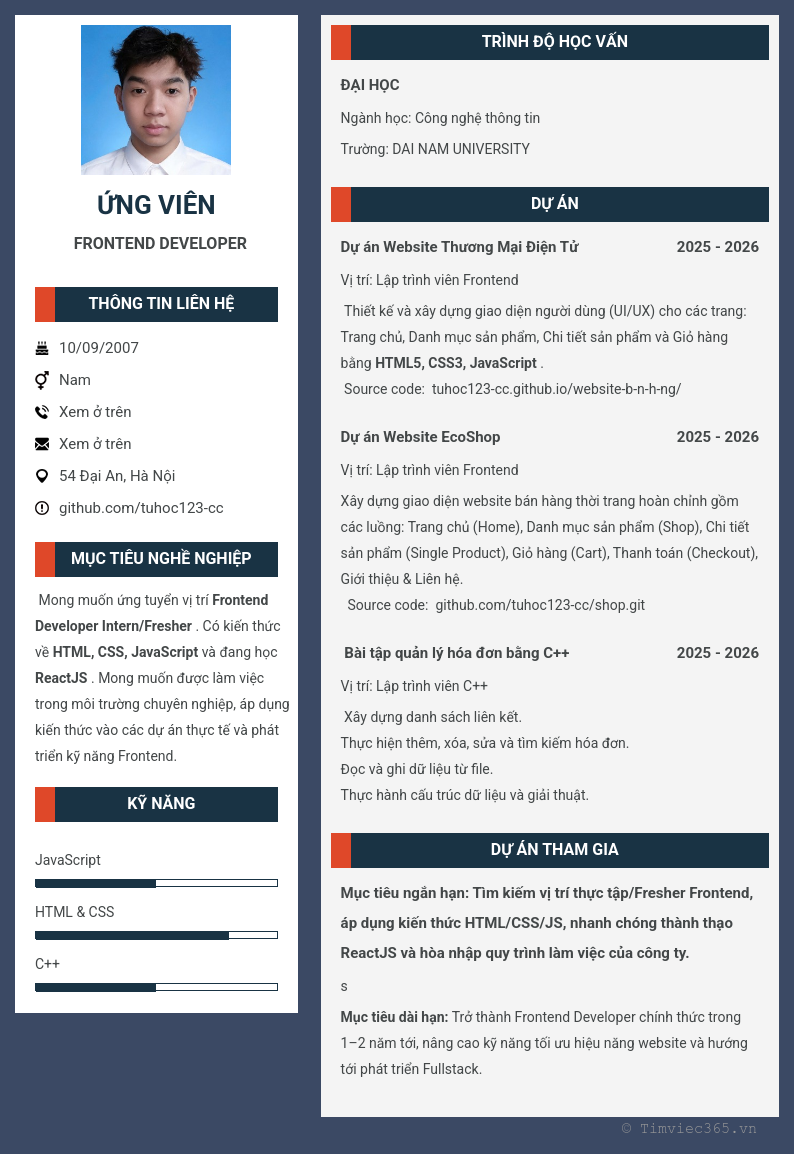 CV ứng viên