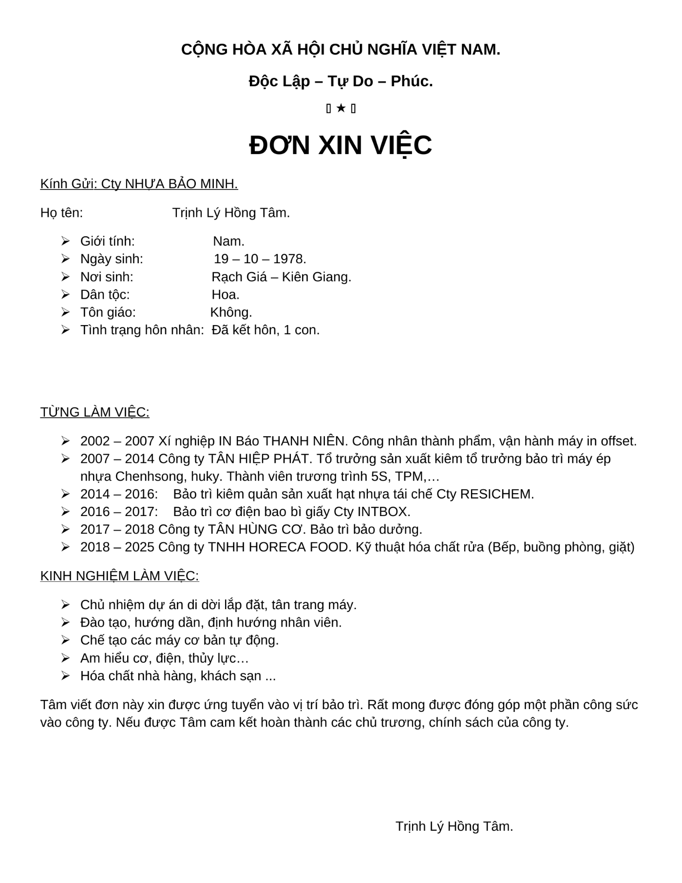 CV ứng viên