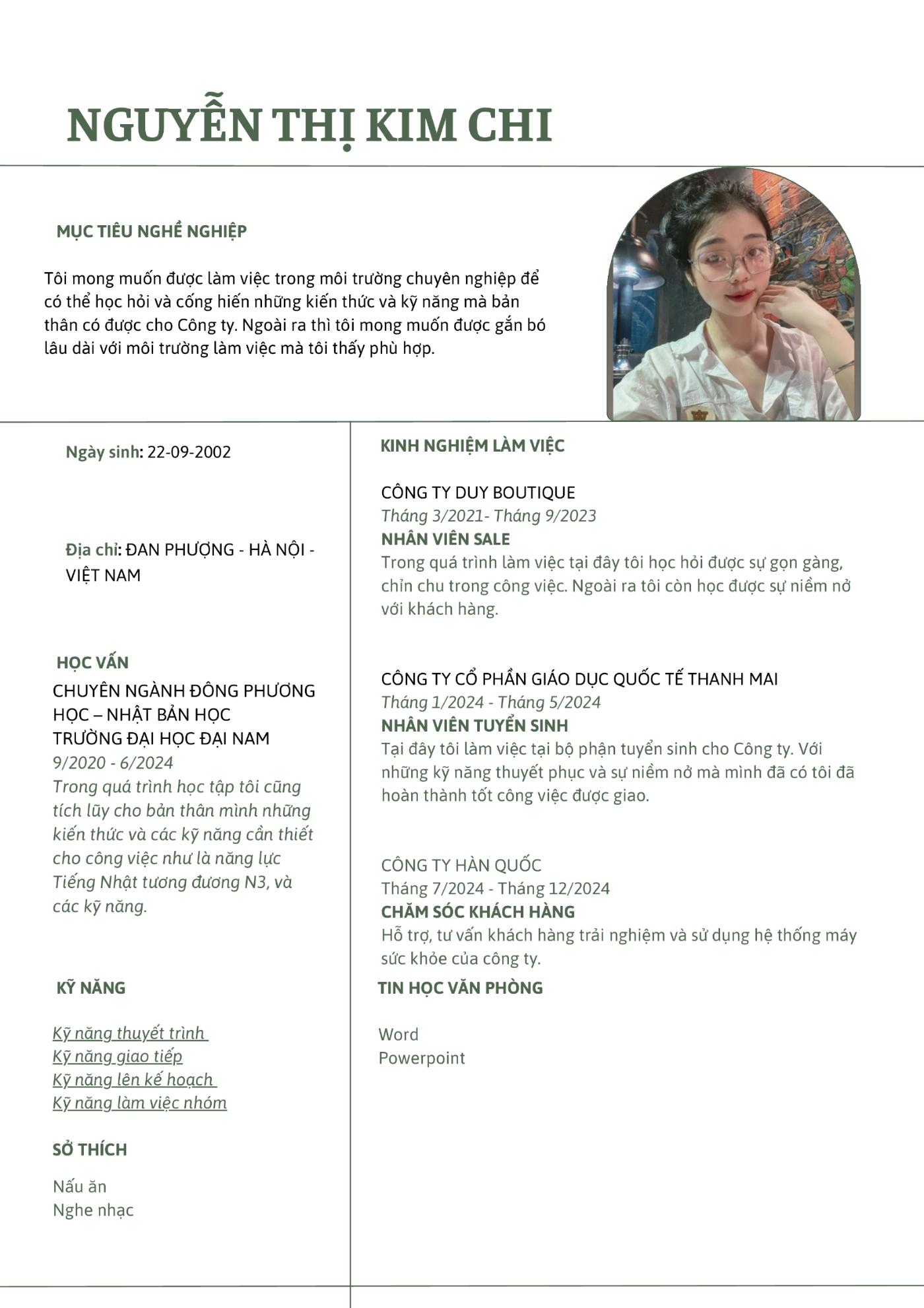 CV ứng viên