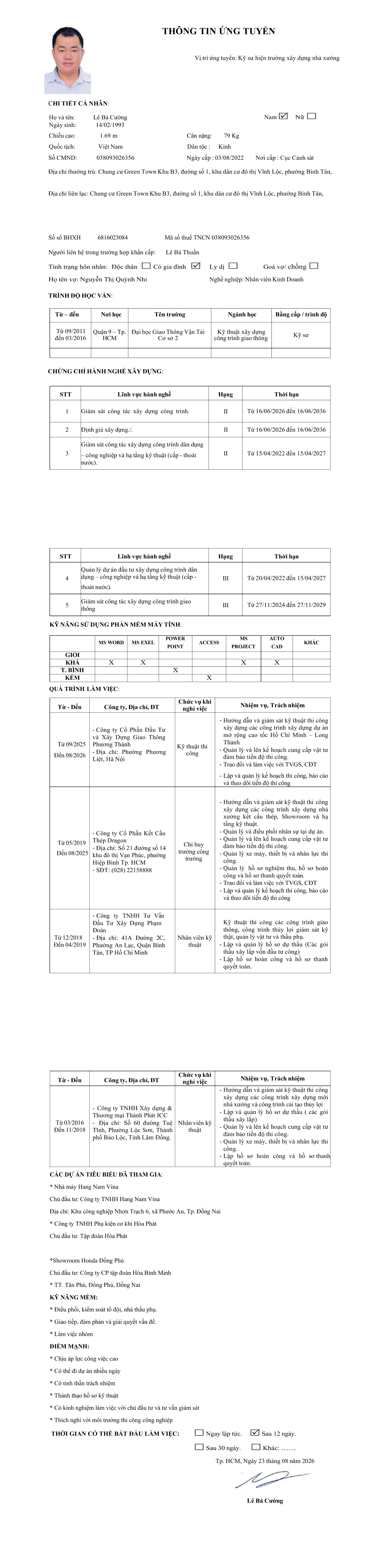 CV ứng viên