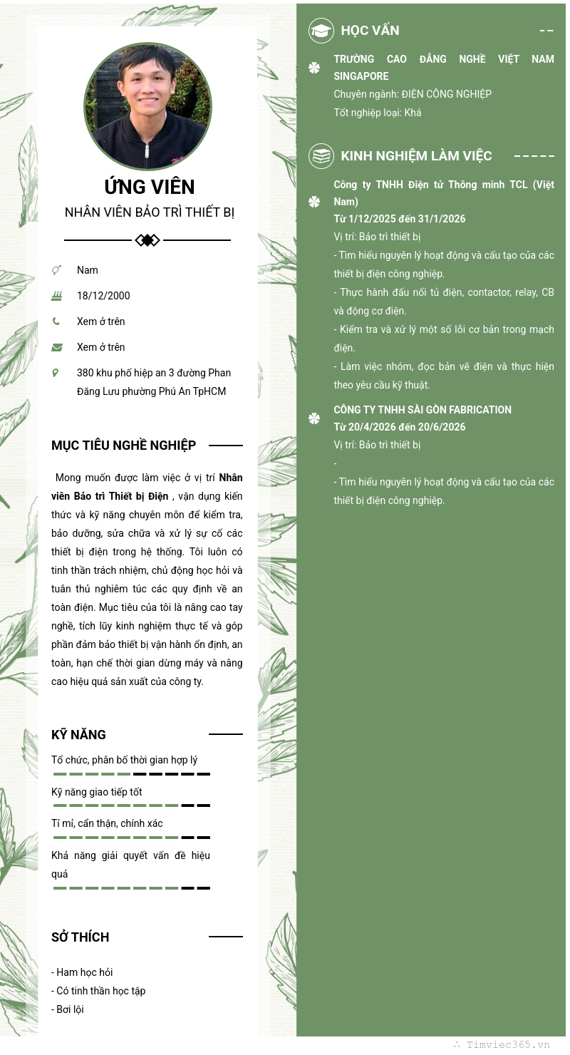 CV ứng viên