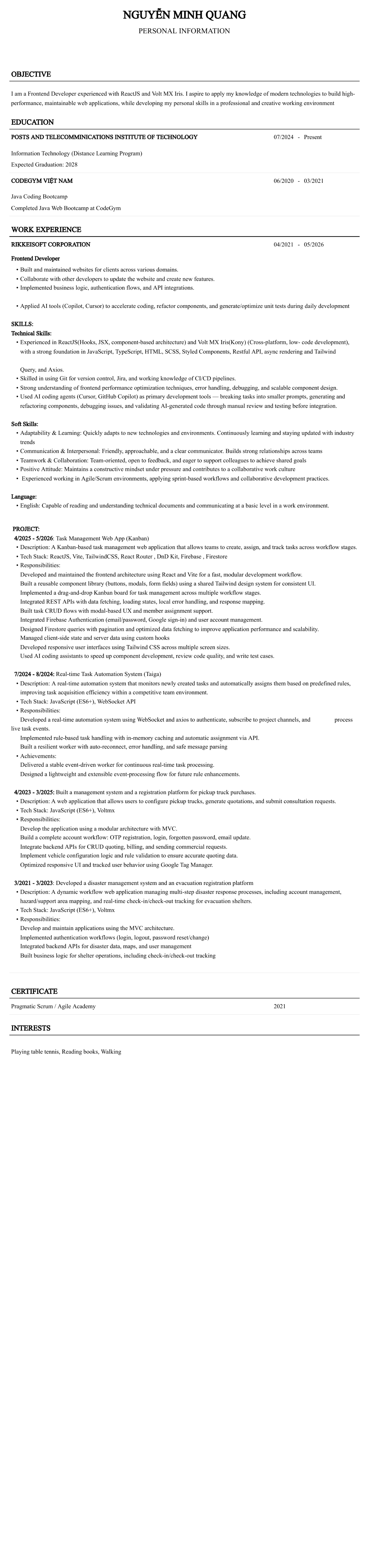 CV ứng viên