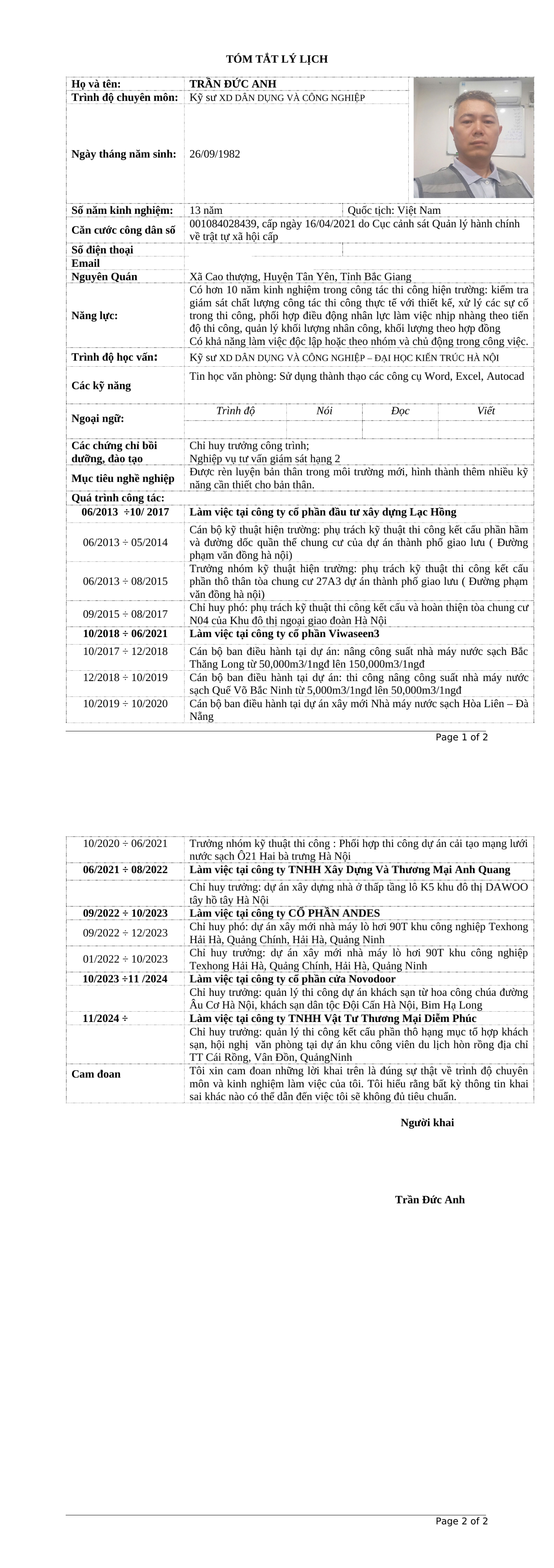 CV ứng viên