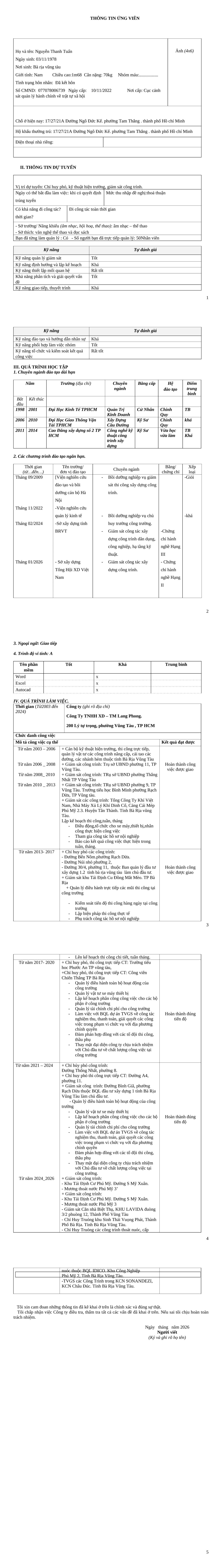 CV ứng viên