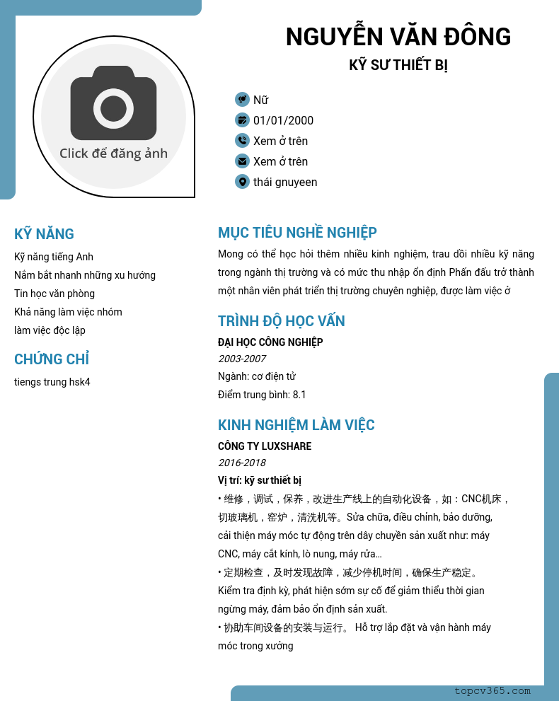 CV ứng viên