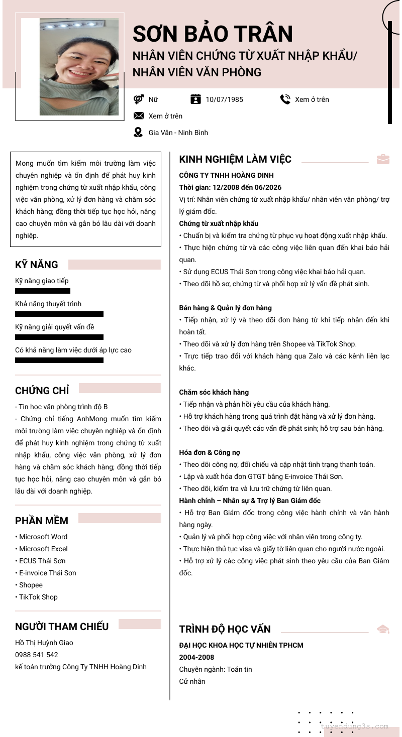 CV ứng viên
