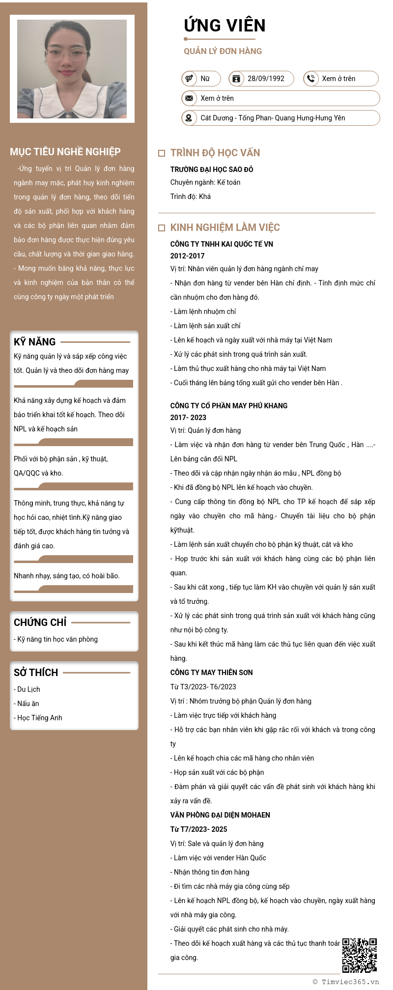 CV ứng viên