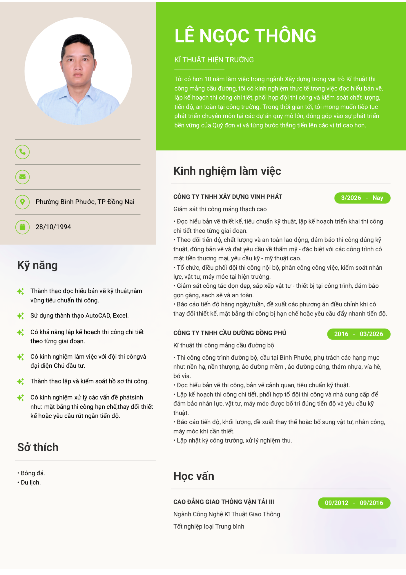 CV ứng viên