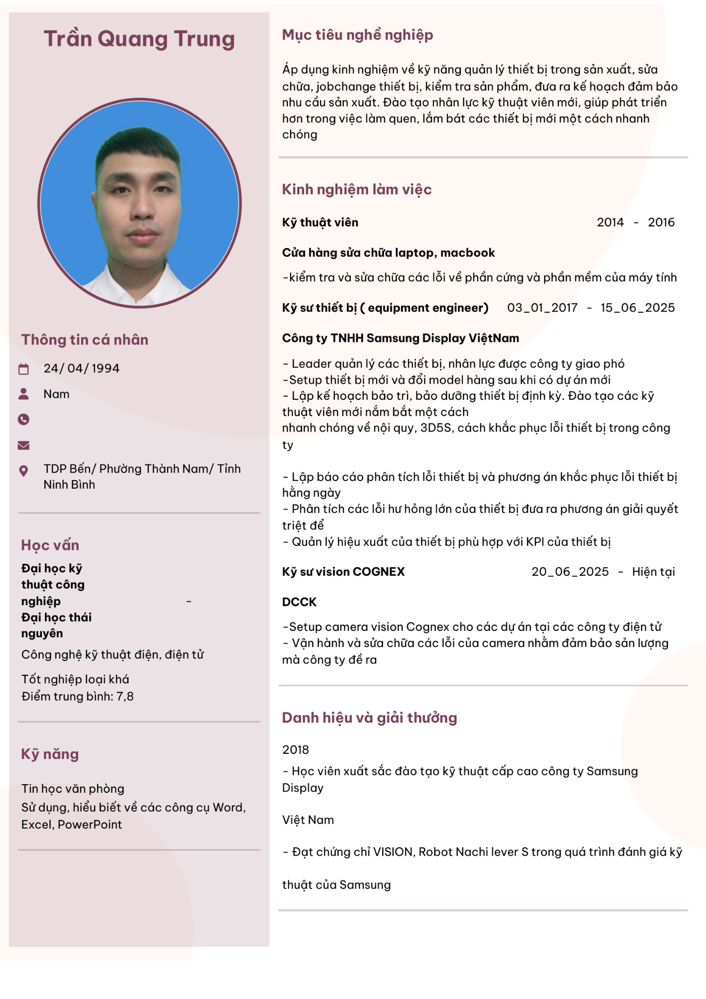 CV ứng viên