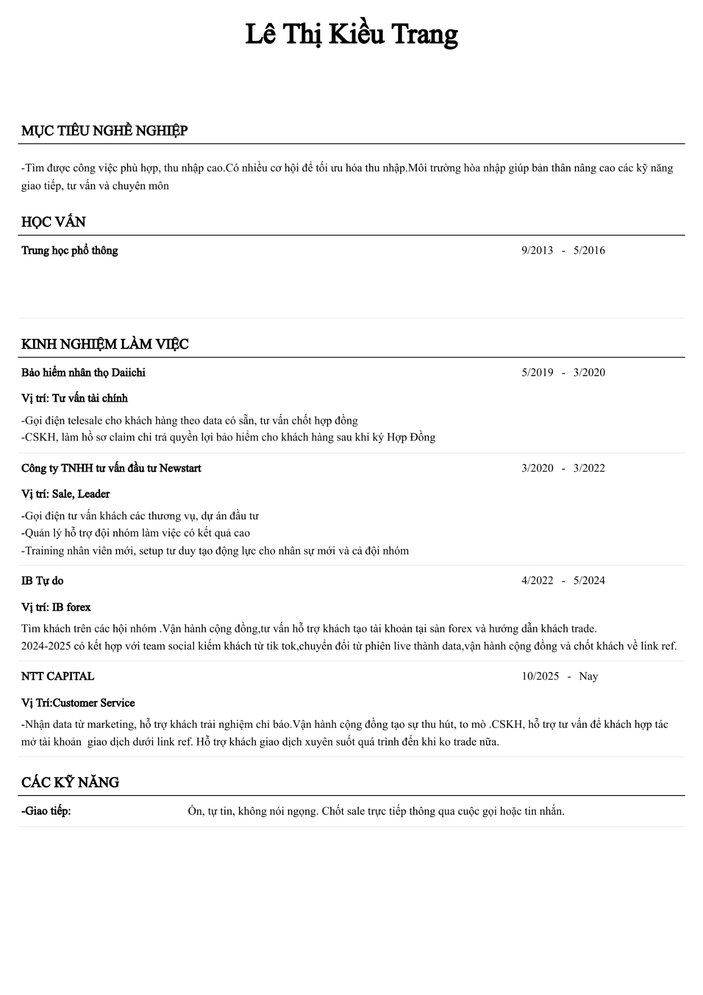 CV ứng viên