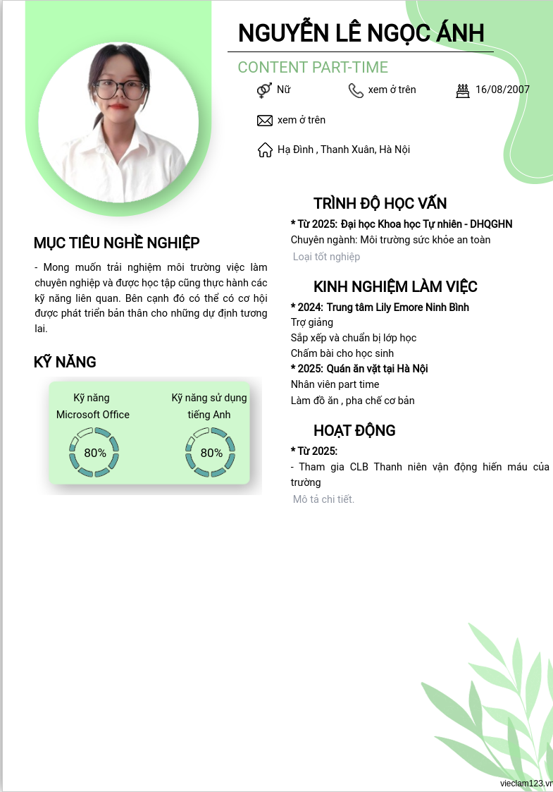 CV ứng viên