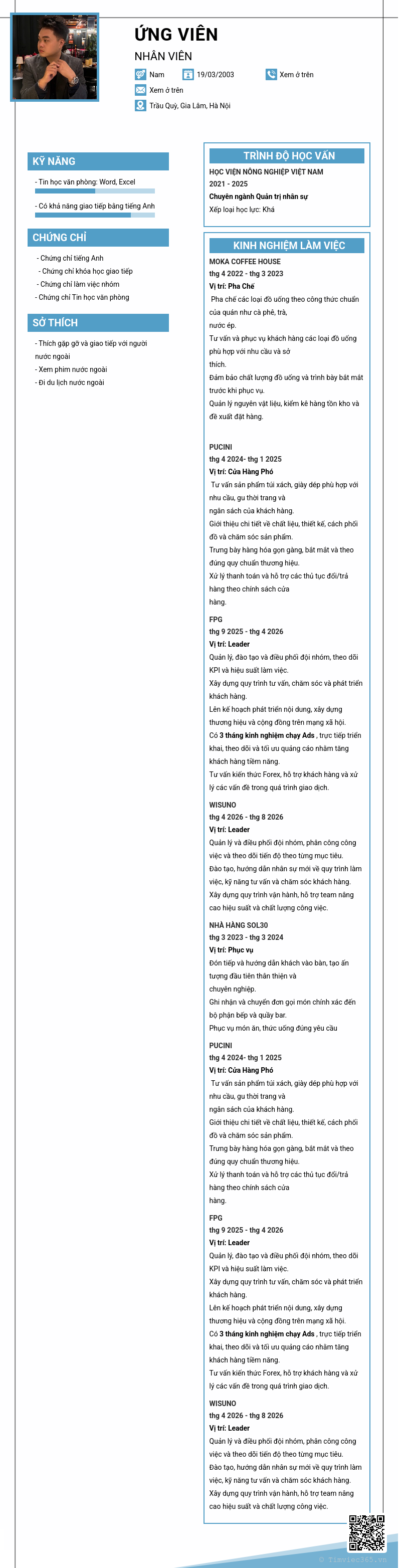 CV ứng viên