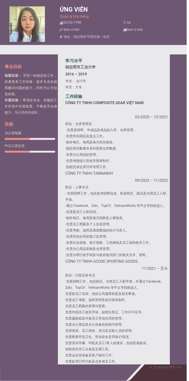 CV ứng viên