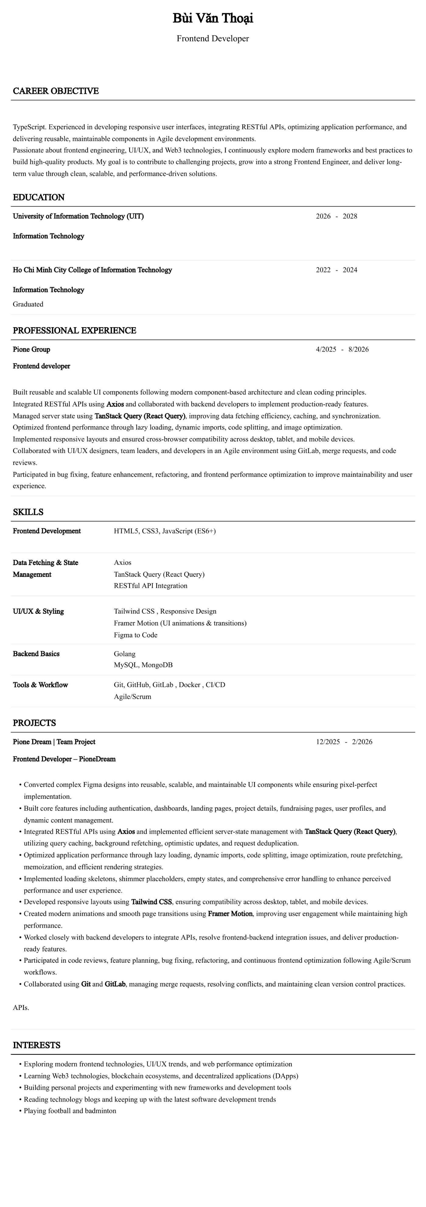 CV ứng viên