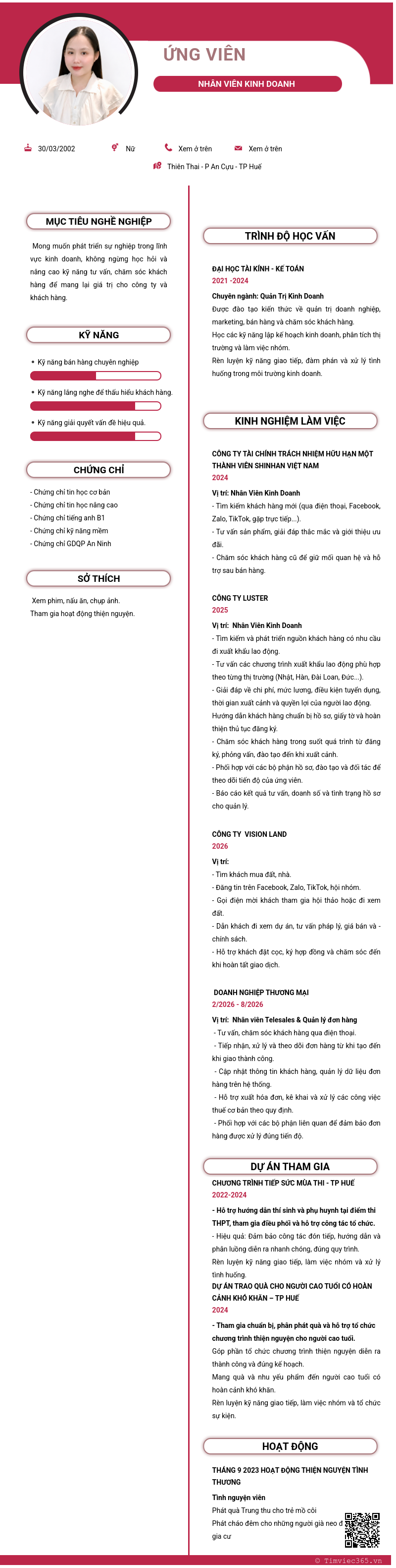 CV ứng viên