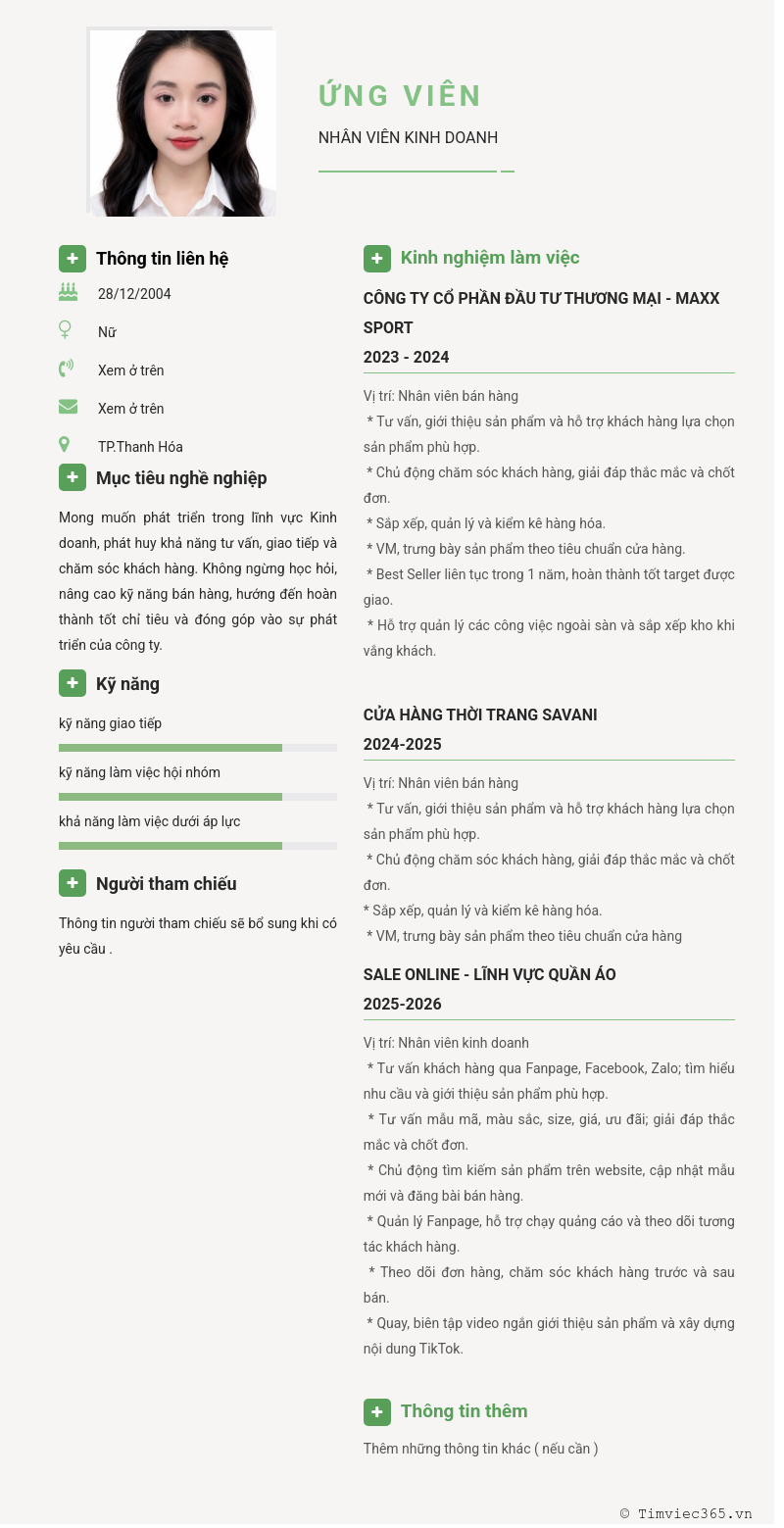 CV ứng viên