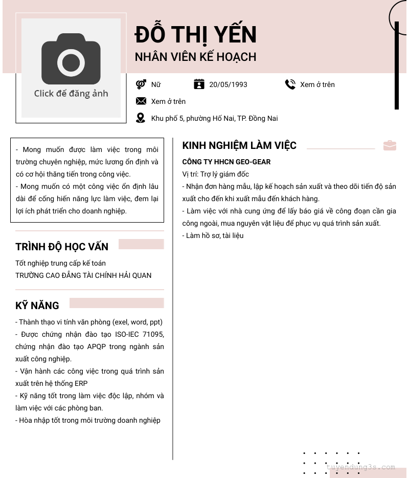 CV ứng viên
