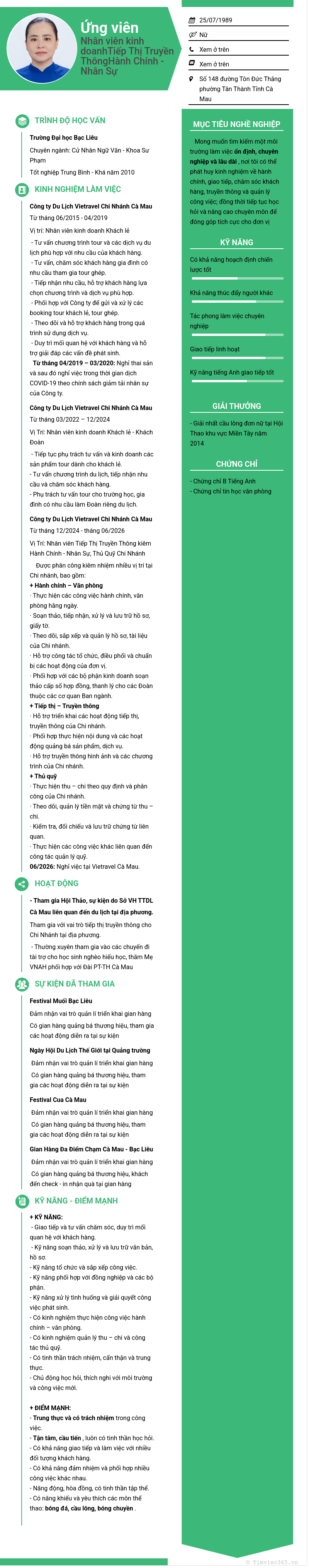 CV ứng viên