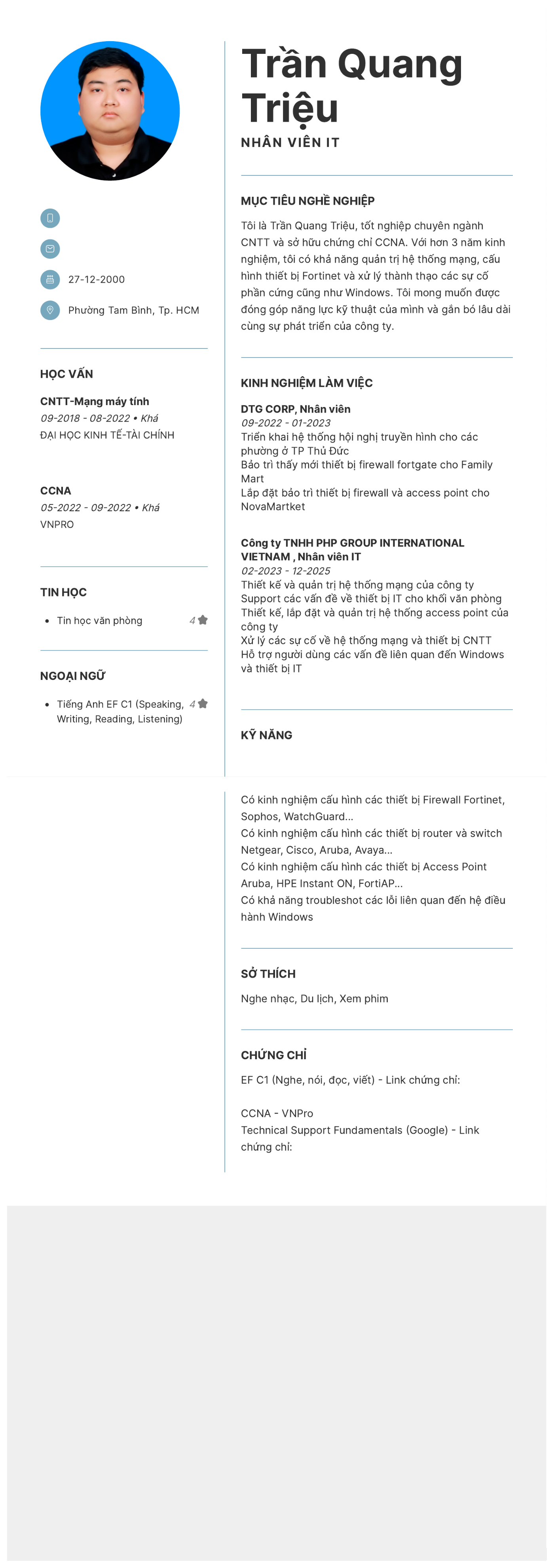 CV ứng viên