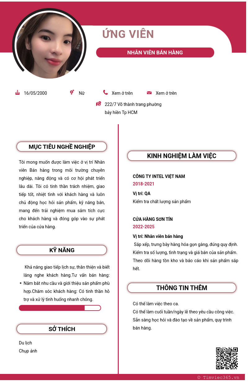 CV ứng viên