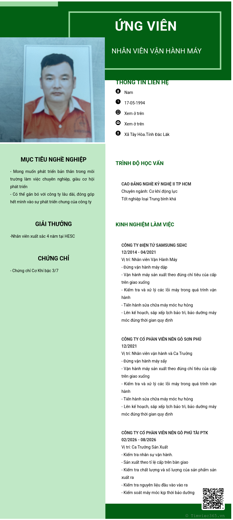 CV ứng viên