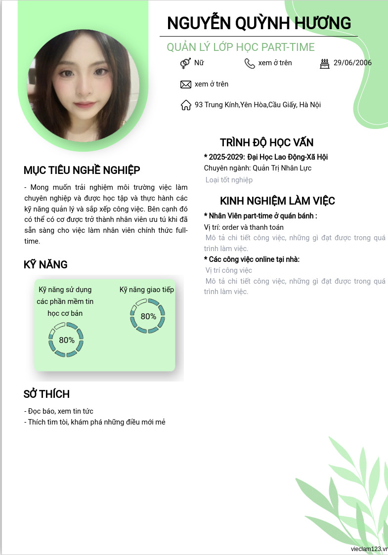 CV ứng viên