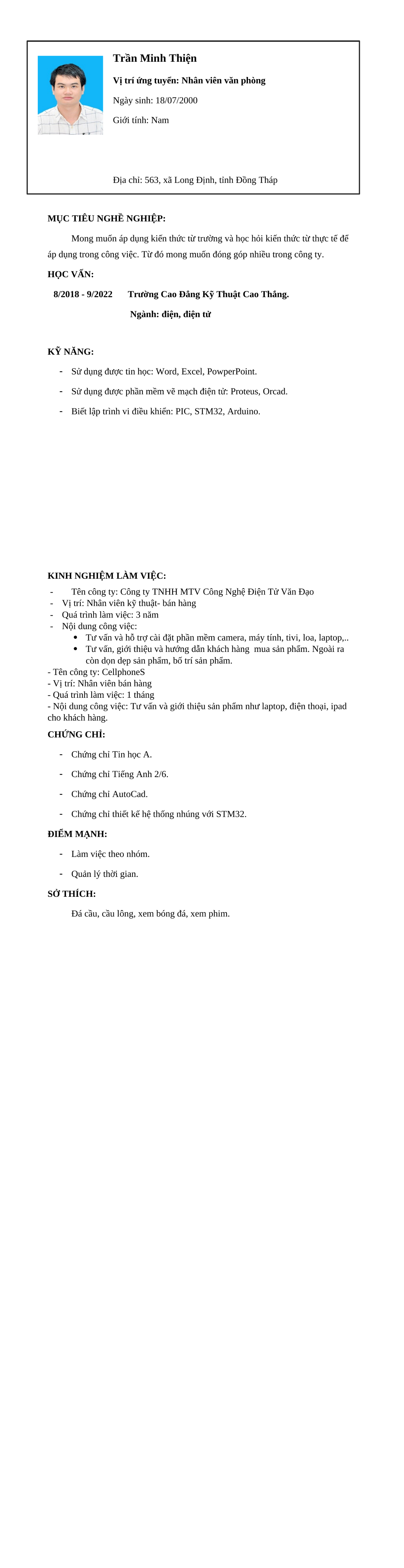 CV ứng viên