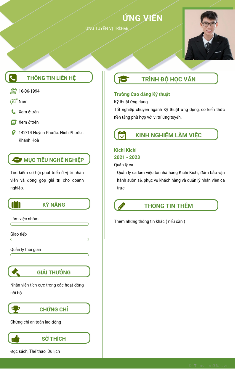 CV ứng viên
