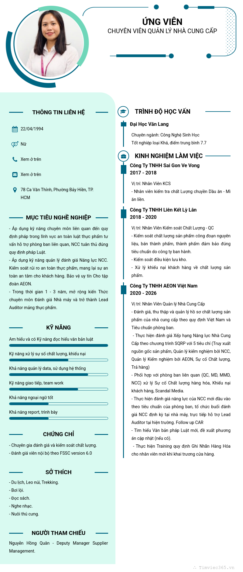 CV ứng viên
