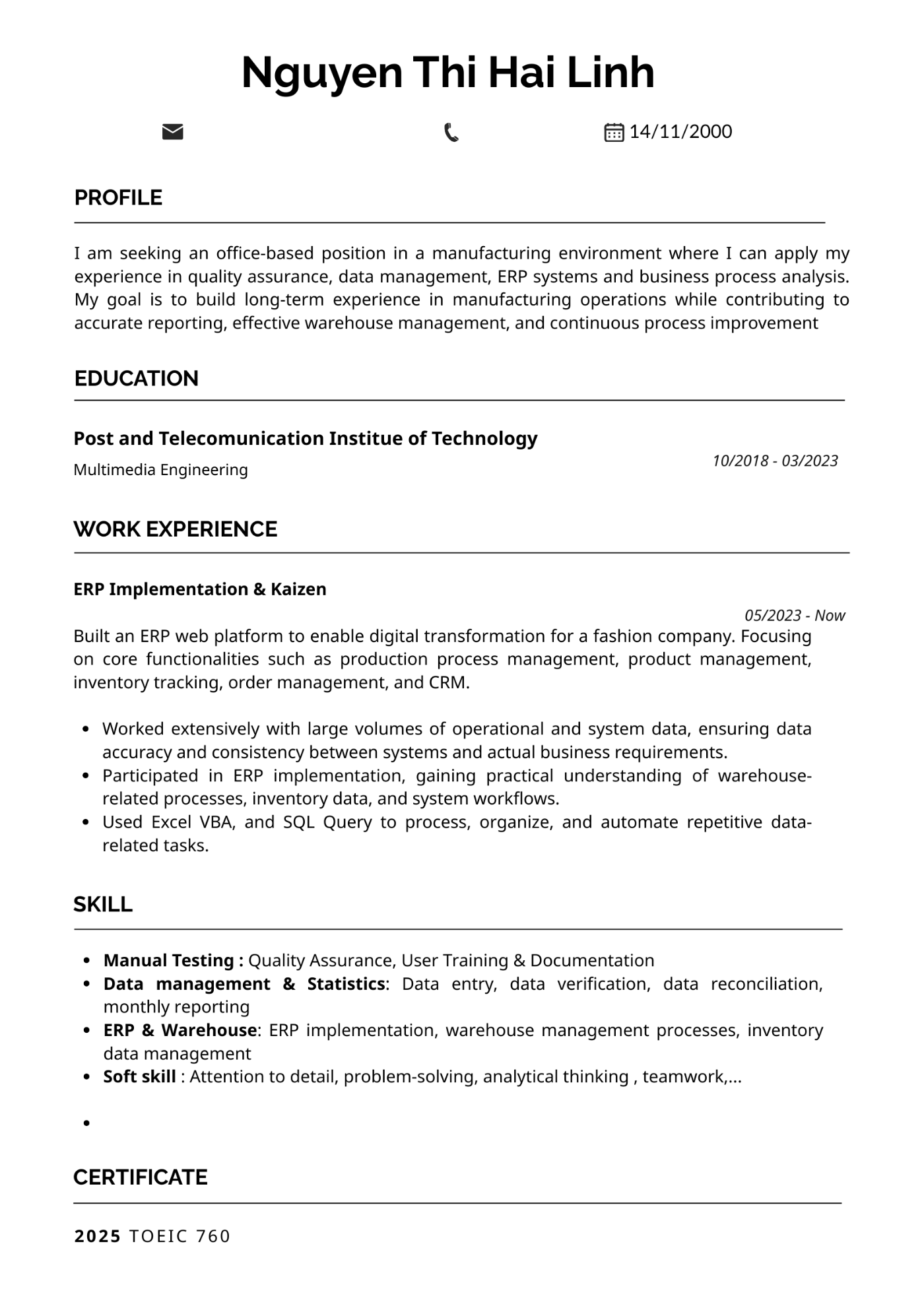 CV ứng viên
