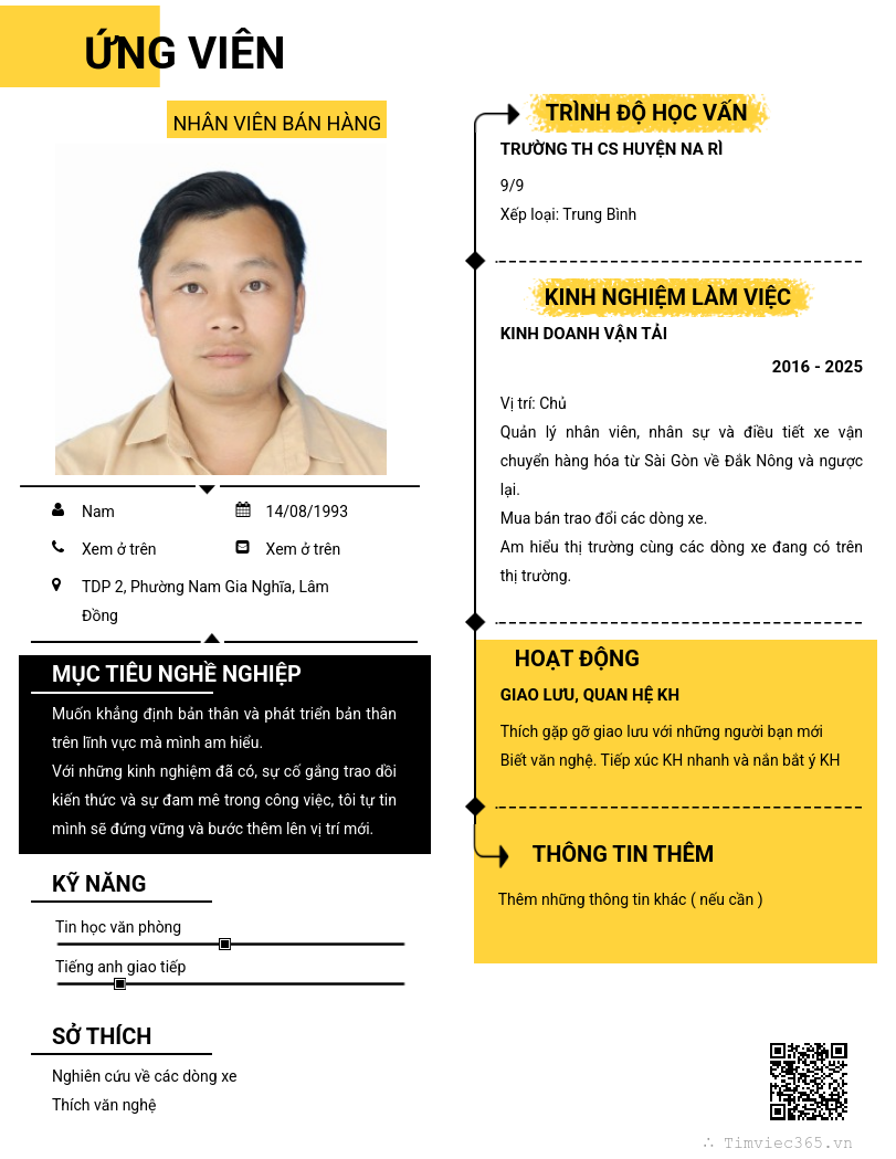 CV ứng viên