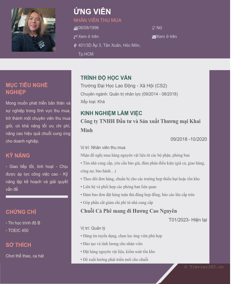 CV ứng viên
