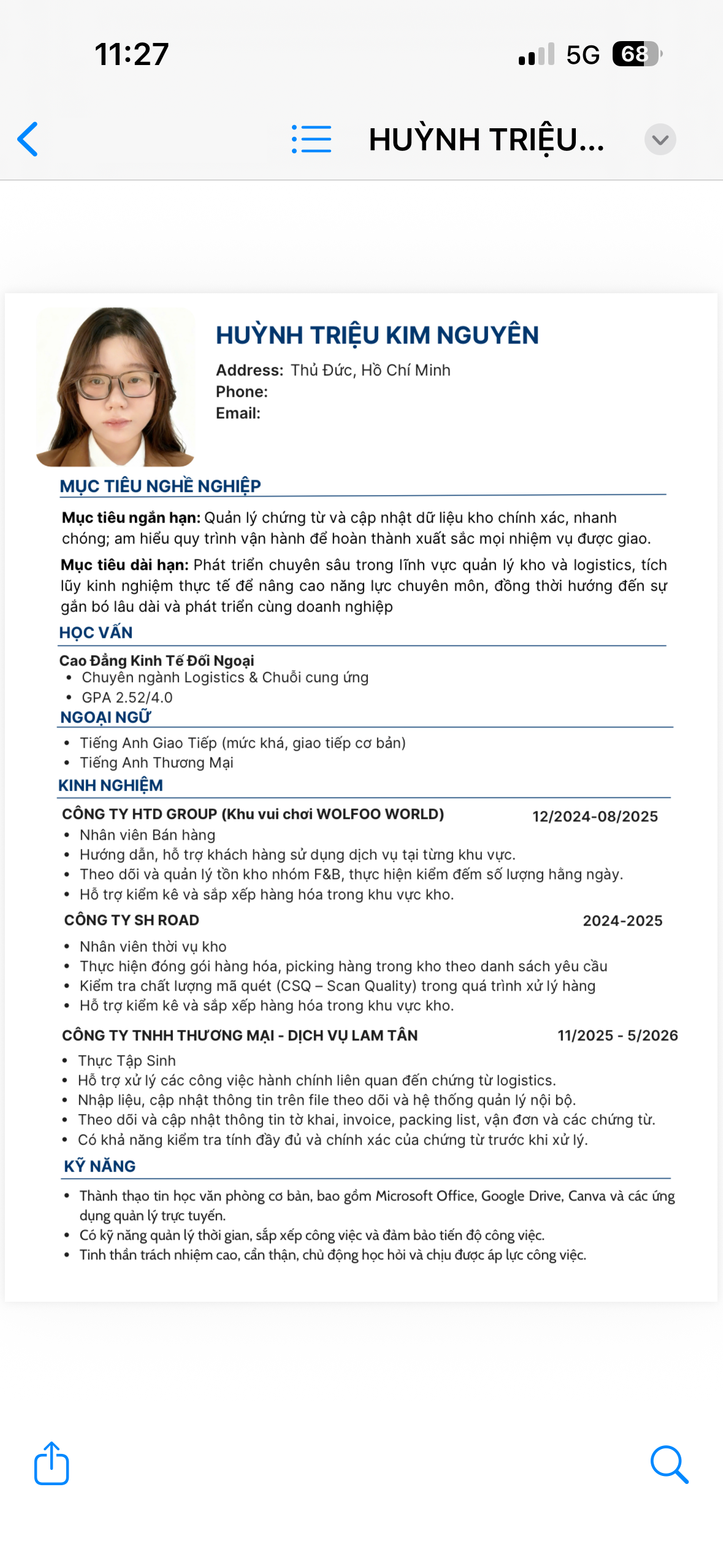 CV ứng viên