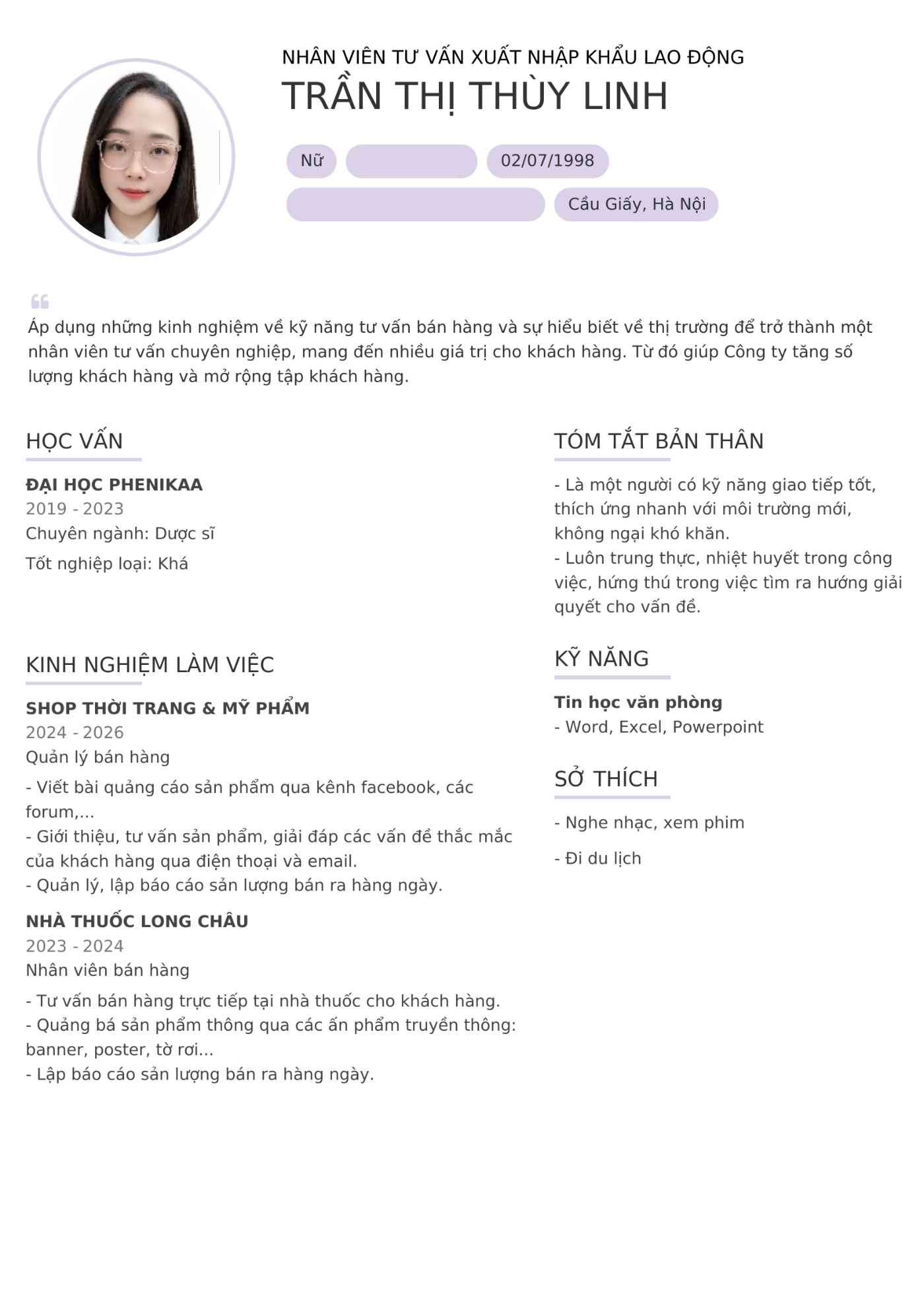 CV ứng viên