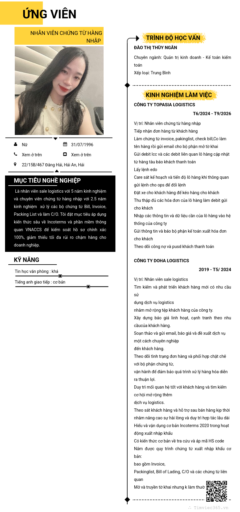 CV ứng viên