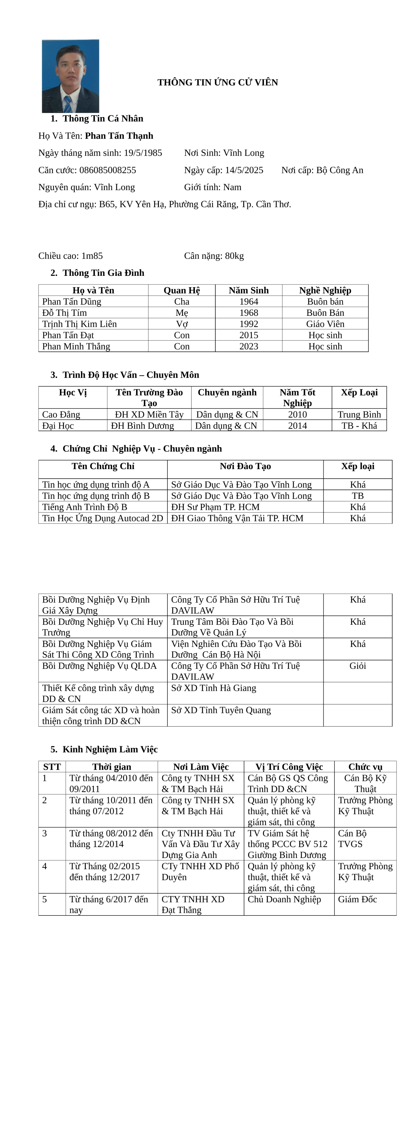 CV ứng viên