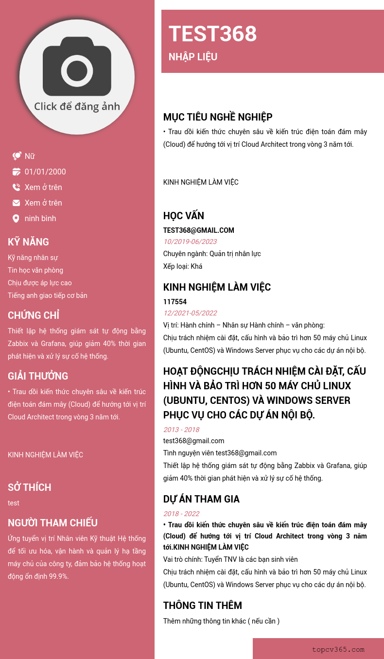 CV ứng viên