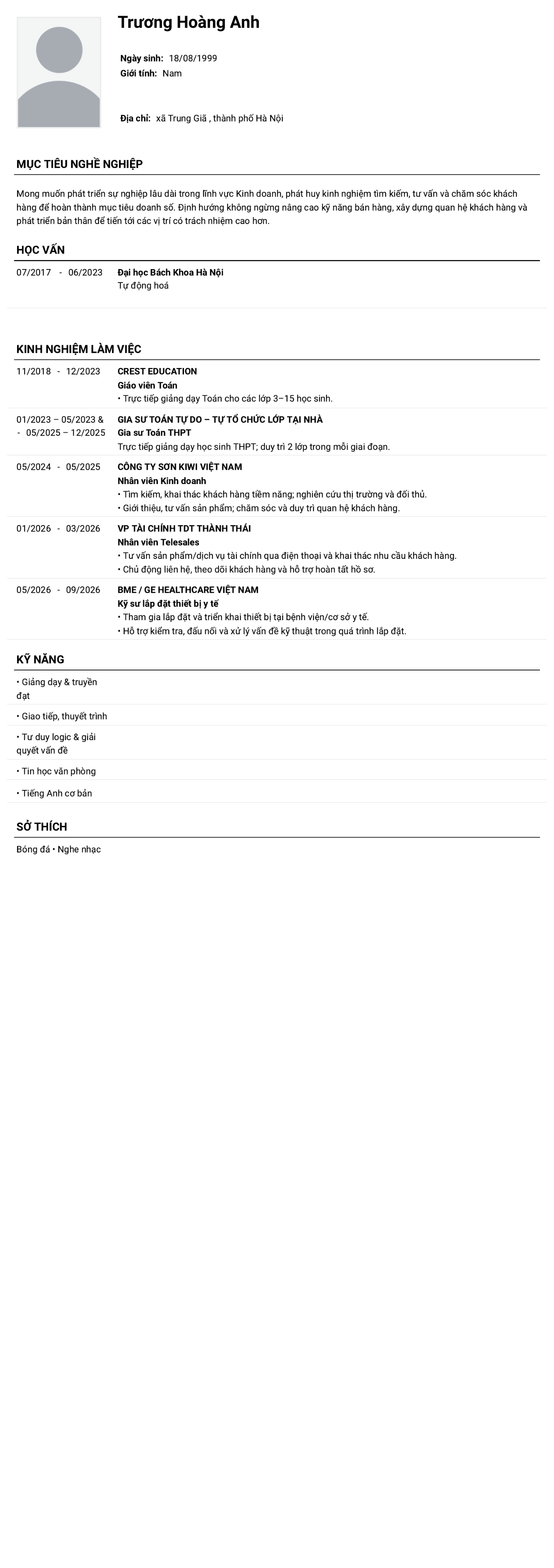 CV ứng viên