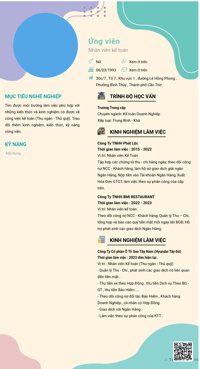 CV ứng viên