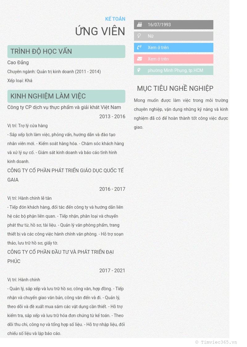 CV ứng viên
