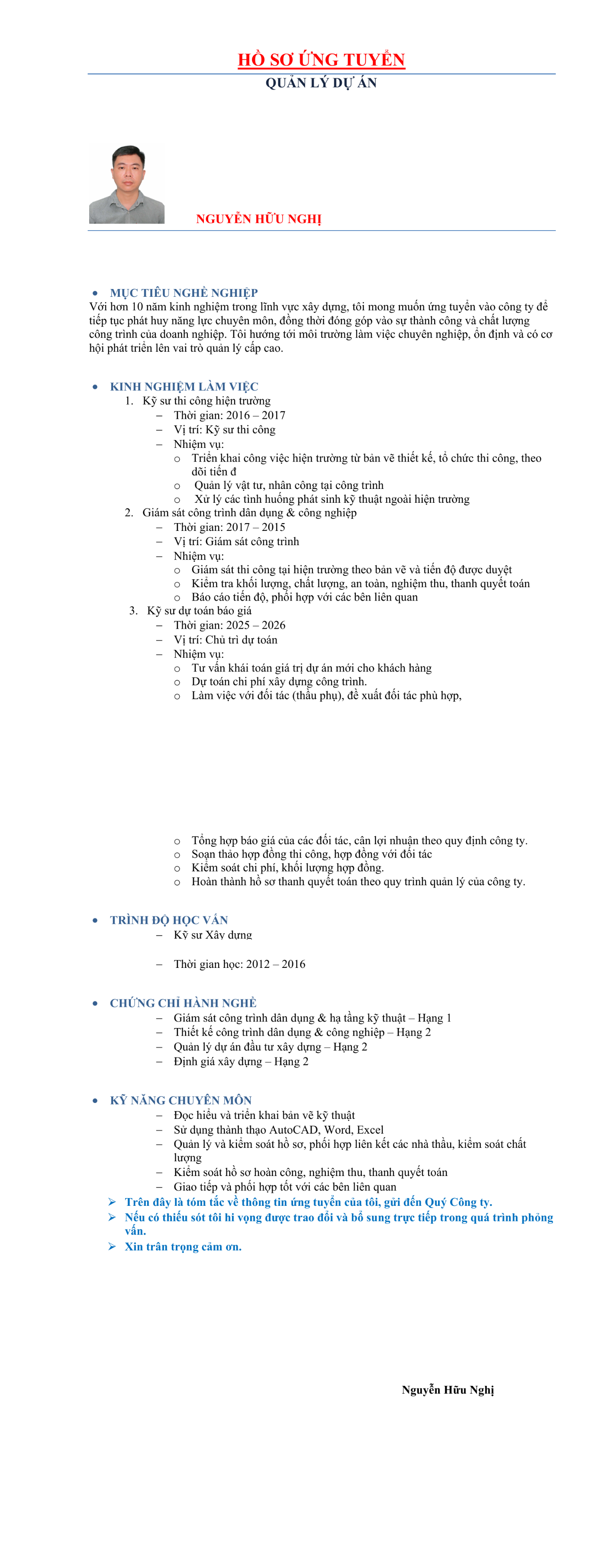 CV ứng viên